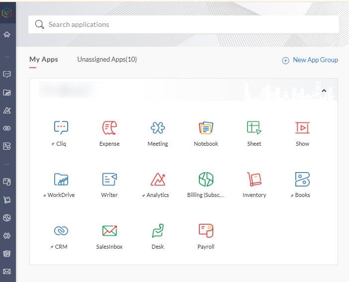 The Zoho One app set now running the firm end to end, replacing seven disconnected tools.